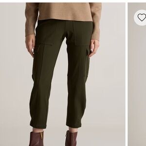 Quince Dark Green Women's Cropped Cargo Pants